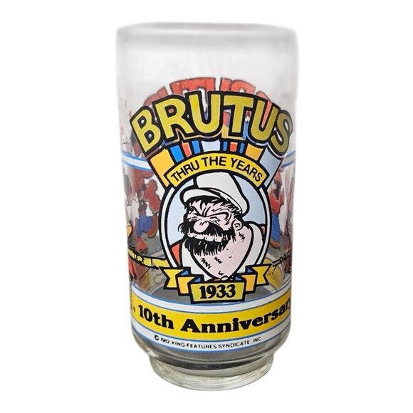 Vintage 1982 Brutus 10th Anniversary Collectible Glass Popeyes Fried Chicken - Picture 1 of 6